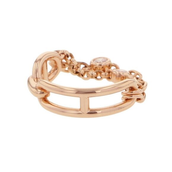 HERMES Chaine d'Ancre Chaos Ring PM Size 51/Approximately No. 9 18K Pink Gol. - Picture 4 of 10